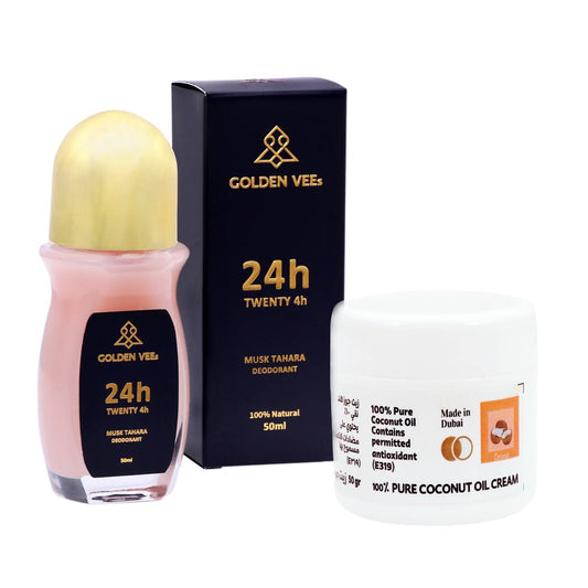 24Her : Anti-perspirant Natural care Deodorant 24H with Musk Tahara + Natural Coconut Oil Cream (50 ml) by Golden VEEs